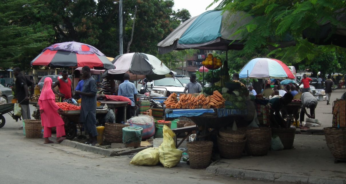 A makeshift mini market on 24 Road Festac Town, Lagos.